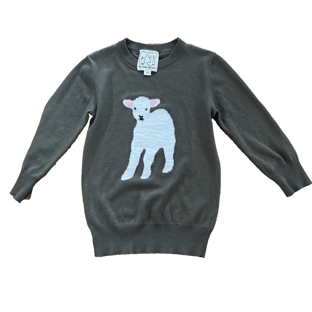 L.A.M.B. Peter Jensen Women Forest‎ Green Graphic Wool Blend Long Sleeve Sweater